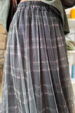 Enid Plaid Tulle Midi Skirt Khaki
